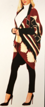 Cardigan MAXSPORT Hi/Low Fringe Size-S/M Red/Cream/Black - $59.00