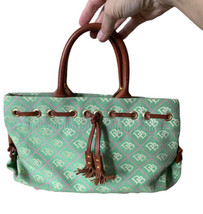 Dooney &amp; Bourke Pastel Green Signature Canvas Shoulder Bag Purse Tote - £31.62 GBP