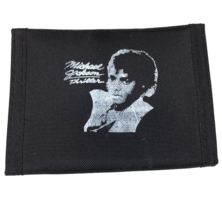 Vintage 1980&#39;S MICHAEL JACKSON THRILLER Nylon Wallet Black Bifold Retro - $18.00