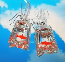 Fish Bag Earrings, Goldfish Earrings, Japanese Koi Fish Earrings, Resin Fish Ear - £21.09 GBP