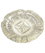 Vintage Clear Cut Crystal Ashtray Trinket Star Leaf Pattern 4 in Round - £7.98 GBP