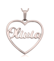 Personalized Open Heart Necklace: Sterling Silver, 24K Gold, Rose Gold - £86.52 GBP