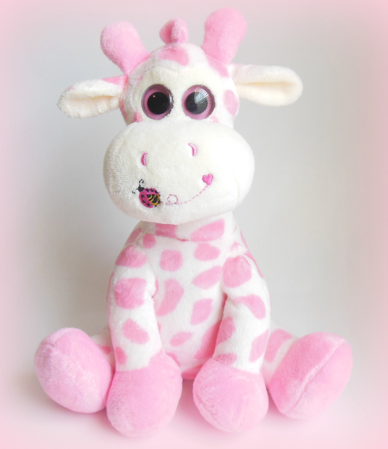 Chinda International Baby Toy Rattle Pink White Giraffe Stuffed Plush Animal - £15.89 GBP