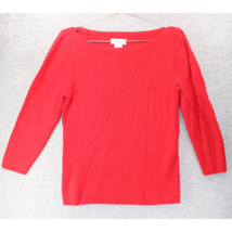 Worthington Womens Pullover Sweater Red Long Sleeve Boat Neck Ribbed Kni... - $14.74