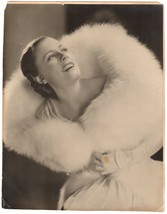 *IRENE DUNNE (c.1930s) Vintage Original Double-Weight Matte 11x14  White Fur - £39.33 GBP