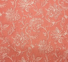 RICHLOOM BENSON CORAL RED WHITE FLORAL LINEN LIKE MULTIUSE FABRIC BY YAR... - £9.97 GBP