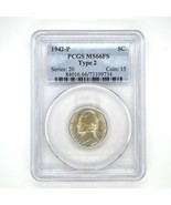 1942-P 5C Jefferson Nickel PCGS MS66FS Type 2 Full Steps Uncirculated - $170.19 CAD
