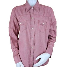 Vintage Gap Western Pearl Snap Shirt Womens XL Red Gingham Mini Check Cotton - £19.61 GBP