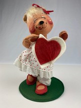 Annalee Dolls Bear in Dress Holding a Heart 1996 11.5&quot; Tall Very Good Cond - £12.50 GBP