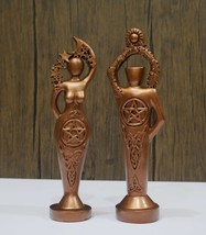 Pentacle God Goddess Statue Set | Handmade Wicca Altar Statue - 8.5&quot; Vin... - $89.10