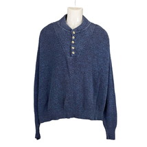 VTG St John&#39;s Bay Blue Pullover Sweater Top Button Big Reg 2XL 100% Cotton 50/52 - £16.35 GBP