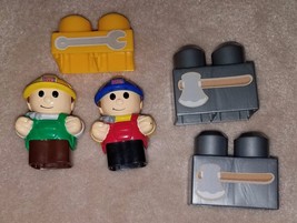 5 Mega Bloks Construction Lot 2 Builders Workers Carpenters Wrench 2 Axes - £7.36 GBP