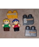 5 Mega Bloks Construction Lot 2 Builders Workers Carpenters Wrench 2 Axes - $9.85