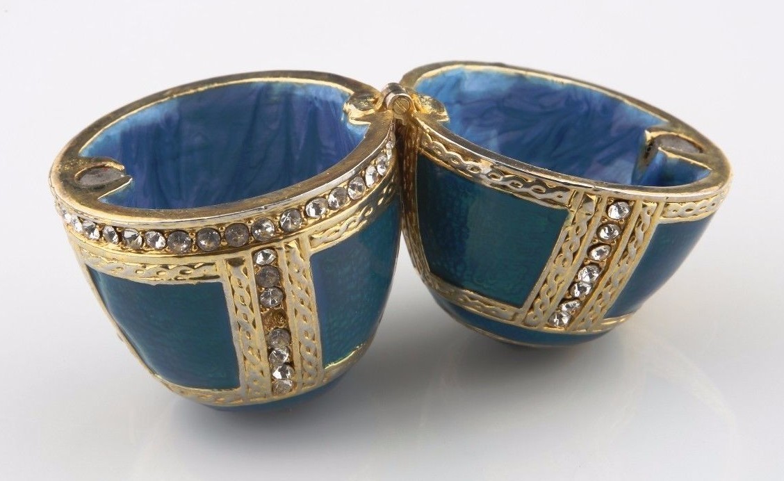 Gold Plated Enamel Hinged Egg Trinkey Box With / Crystal Accents-
show origin... Item image 4