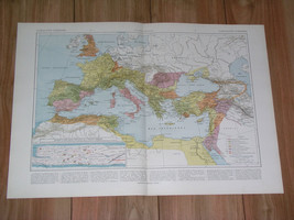 1925 Vintage Historical Map Of Roman Empire / Ancient Rome / Ancient Gaul France - £22.13 GBP