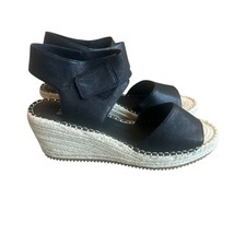 Eileen Fisher Weslia Black Wedge Sandals Espadrille Ankle Strap Size 9 W... - $75.00