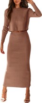 PRETTYGARDEN Women&#39;s Crop Top Sweater &amp; Maxi Bodycon Skirt Set - Size: M (8-10) - £23.36 GBP