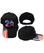2A USA Eagle Black USA Flag On Bill Cotton Adjustable Embroidered Cap Hat - £8.73 GBP