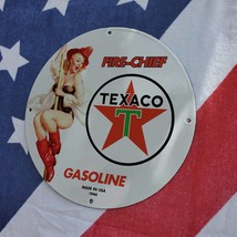 Vintage 1944 Texaco Fire-Chief Gasoline Fuel Station Porcelain Gas &amp; Oil... - $125.00