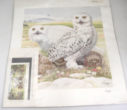 Audubon Souvenir Sheet w Signed Numbered Snowy Owl Print by Varga - £25.88 GBP