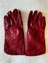 Vintage Red Italian Leather Driving Gloves Acrylic Lined Perforated Size 7 - £35.58 GBP