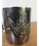 Vtg Antique James Tufts Quadruple Silver Plate Etched Cherries Mug Victo... - £63.58 GBP