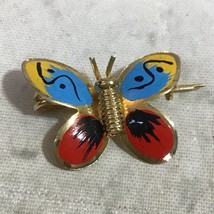 Colorful Butterfly Pin Gold-Tone Brooch 1” Fashion Jewelry - £9.32 GBP