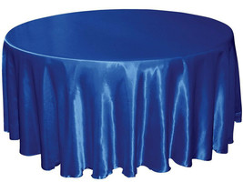 Tektrum 90 inch Round Silky Satin Tablecloth - Wedding Party Banquet (Blue) - £15.76 GBP