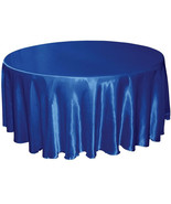 Tektrum 90 inch Round Silky Satin Tablecloth - Wedding Party Banquet (Blue) - $27.67 CAD