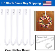 Wreath Hanger White Metal Over The Door Hook Coat Towel Bag 15&#39;&#39; Long Holder Kit - $33.99