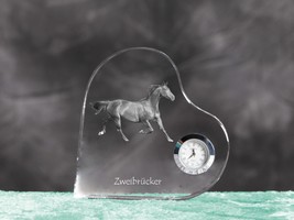 Zweibrücker- crystal clock in the shape of a heart with a horse - £40.12 GBP