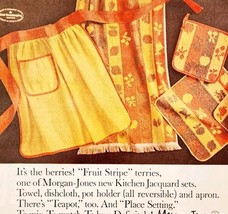 1966 Morgan Jones Kitchen Jacquard Apron Advertisement Fruit Stripe DWLL10 - $29.99
