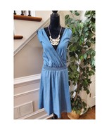 Blu Dahlia Women's Solid Blue Cotton V-Neck Sleeveless Knee Length Dress Size 3X - $32.67