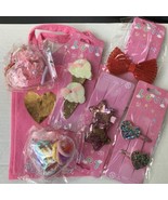 Girls Valentine’s Favors Gift Set Ice Cream Hearts Hair Clips &amp; Hair Tie... - £12.17 GBP