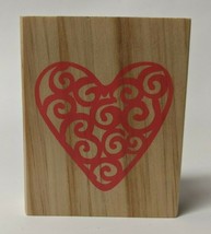 New Filigree Swirl Scroll Heart Wood Mount Rubber Stamp Greenbrier 3x2.5 - £3.16 GBP