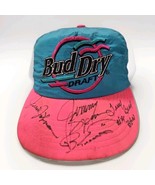 Vtg Bud Dry Draft Hat NASCAR Beer Promo USA 90s Autographed Jimmy Johnson - $32.49 CAD