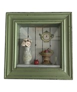 Dennis East International Kitchen Shadow Box – Sage Green Frame with Tea... - $21.60