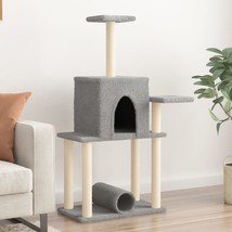 Cat Tree with Sisal Scratching Posts Light Grey 122 cm - £29.30 GBP