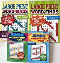 NEW Lot 4 Large Print Word Search Find Jumbo Pad Puzzle Books 80-87 Puzz... - £14.75 GBP