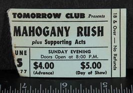 Vintage Acajou Rush Ticket Stub Juin 5 1977 Youngstown Tomorrow Club Tob - £44.59 GBP