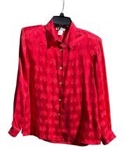 Vintage Remarks 100% Silk Elephant Print Blouse Red NOS NWT PLEASE READ - $38.12