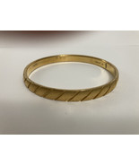 Vintage Monet Textured Etched Matte Brushed Gold Tone Bangle Bracelet - $11.63