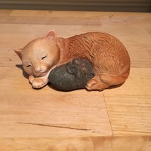 Cute Sleeping Cat and Mouse Figurine Sculpture - £11.44 GBP