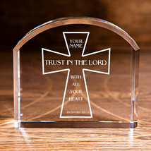 Proverbs 3:5 Trust in The Lord Cross Arch Top Crystal Personalized Christian - £105.36 GBP