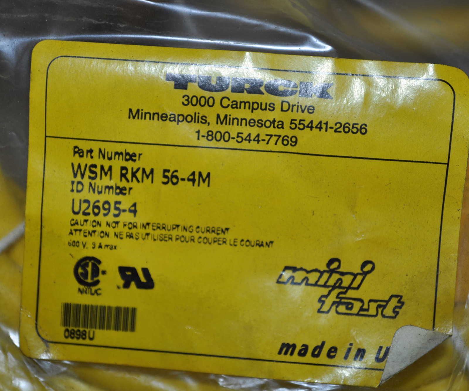 NEW Turck Sensor Mini Fast Cord Set DeviceNet LOT of 4 pn# WSM RKM 56 4M 1M Item image 3