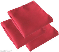 3 RED Solid Handkerchief Only Pocket Square Hanky Wedding - $9.89