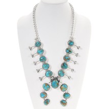 Navajo NATURAL BISBEE TURQUOISE SQUASH BLOSSOM NECKLACE, Sterling Native... - £1,965.61 GBP