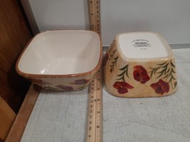 2 Soup Cereal Bowls Pier 1 Poppies Earthenware Hdp China - £10.42 GBP