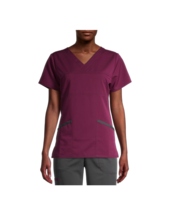 Scrubstar Women&#39;s Scrub Top Solid V-Neck Size Xs Wine Color Free Shipping! - £14.19 GBP