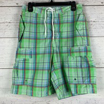 Polo Ralph Lauren Mens Green Plaid  Size 30 Swim Trunks Board Shorts 5 Pockets - £18.87 GBP